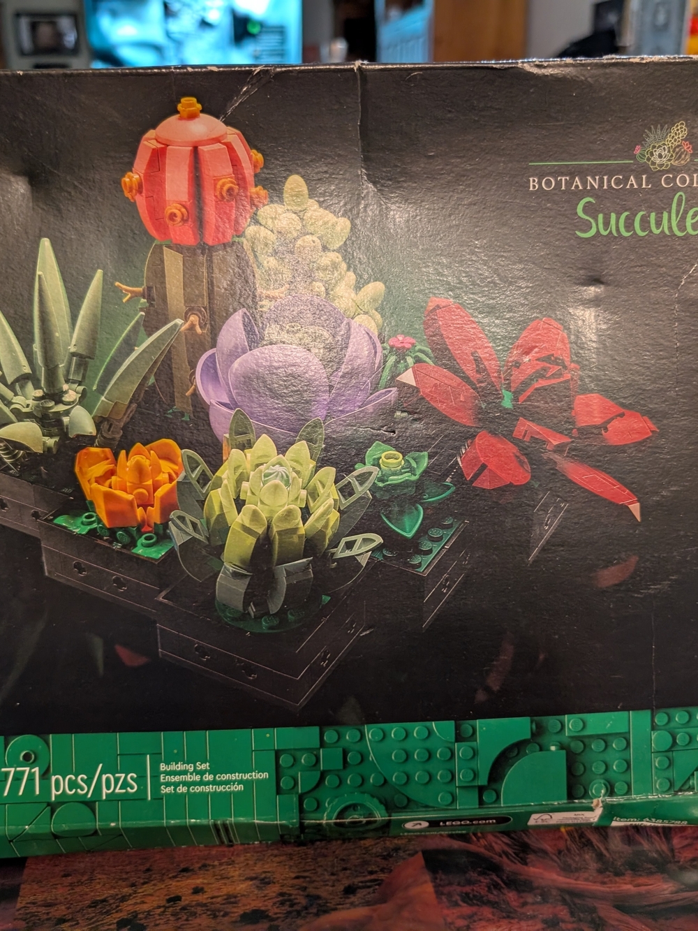 Lego Succulent Wall Art - Red, Purple, Green, Orange, Yellow, Cream